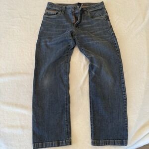 Prana Jeans Mens 32x30 Blue Straight Mid Rise Medium Wash Stretch Denim